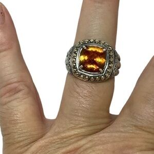 Sterling silver 18k citrine designer Robert Manse ring